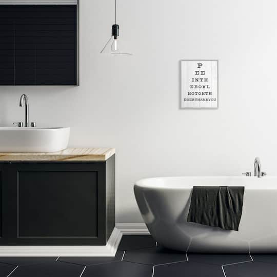 Stupell Industries Bathroom "Pee in the Bowl" Seeing Eye Chart Wood Framed Wall Art